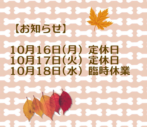 定休日と臨時休業のお知らせ